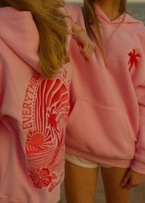 Pink Palm Puff "Everything Comes in Waves" Hoodie Pink | DCV0840488