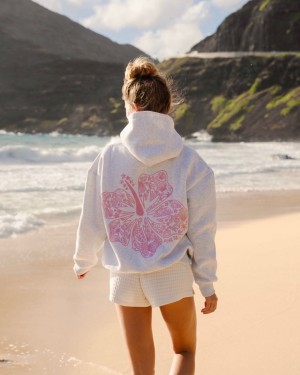 Pink Palm Puff "Hawaii Hibiscus" Hoodie Heather Cloud | DCV0840495