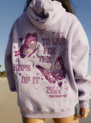 Pink Palm Puff "To Live For the Hope of it All" Hoodie Lilac | DCV0840490